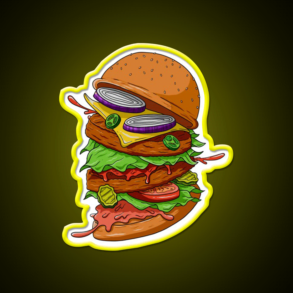 Burger Time Fast Food Led Neon Sign For Burger Place Rgb Color - Custom LED neon sign front view