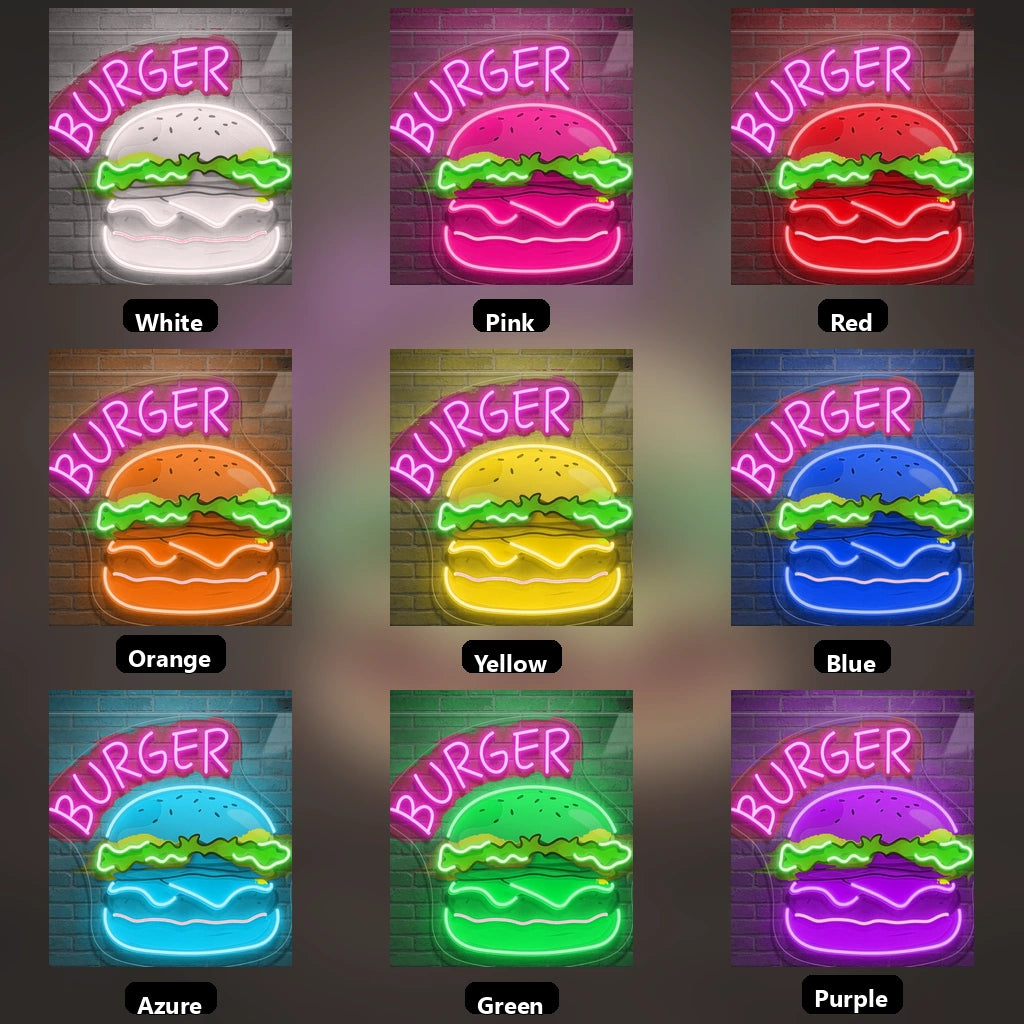 Burger Wall Art LED Neon Sign - 05 Color Grid