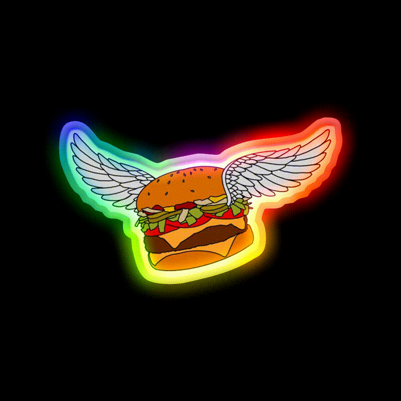 Burgerfly Fast Food Led Neon Sign For Burger Place Rgb Color