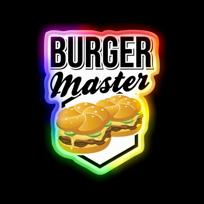 Burgermaster Chef Bbq Fast Food Led Neon Sign For Burger Place Rgb Color - LED neon sign close-up detail