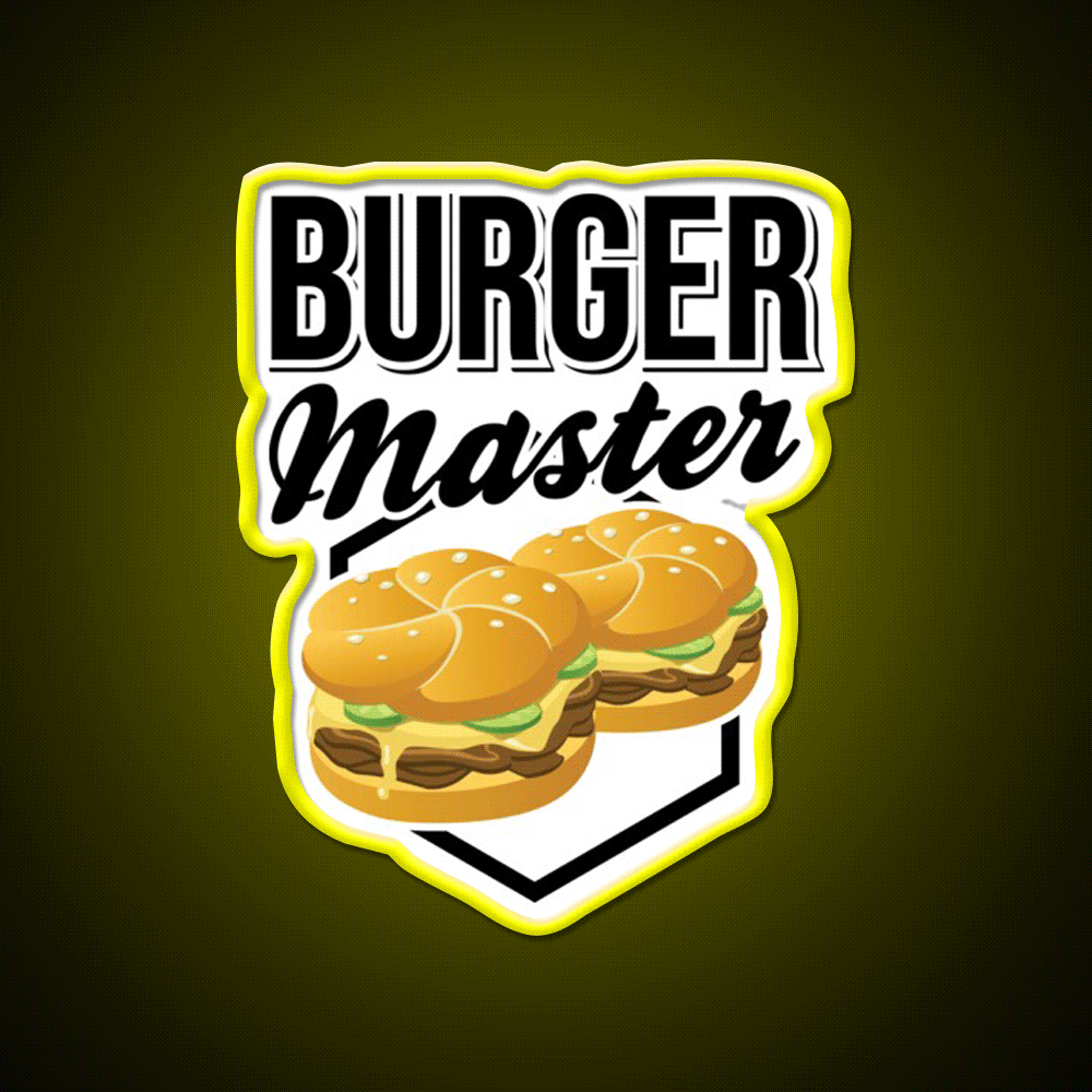 Burgermaster Chef Bbq Fast Food Led Neon Sign For Burger Place Rgb Color - Custom LED neon sign front view
