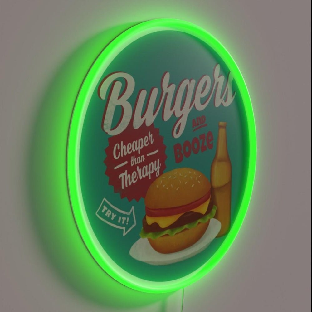 Burgers And Booze Rgb Led Neon Sign - Shineneon