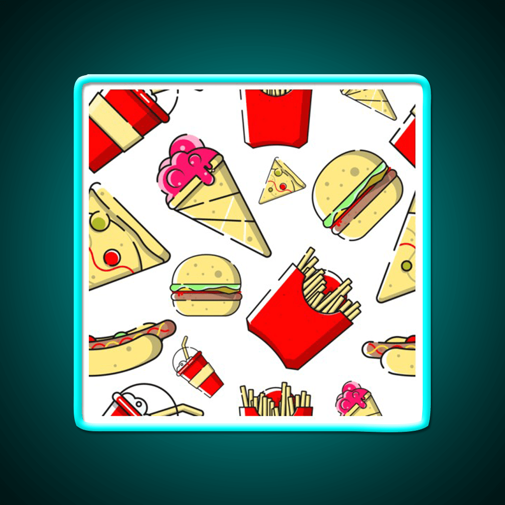 Burgers And Fries Fast Food Led Neon Sign For Burger Place Wall Art Rgb Color - Shineneon