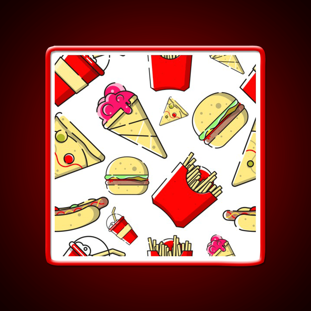 Burgers And Fries Fast Food Led Neon Sign For Burger Place Wall Art Rgb Color - Shineneon