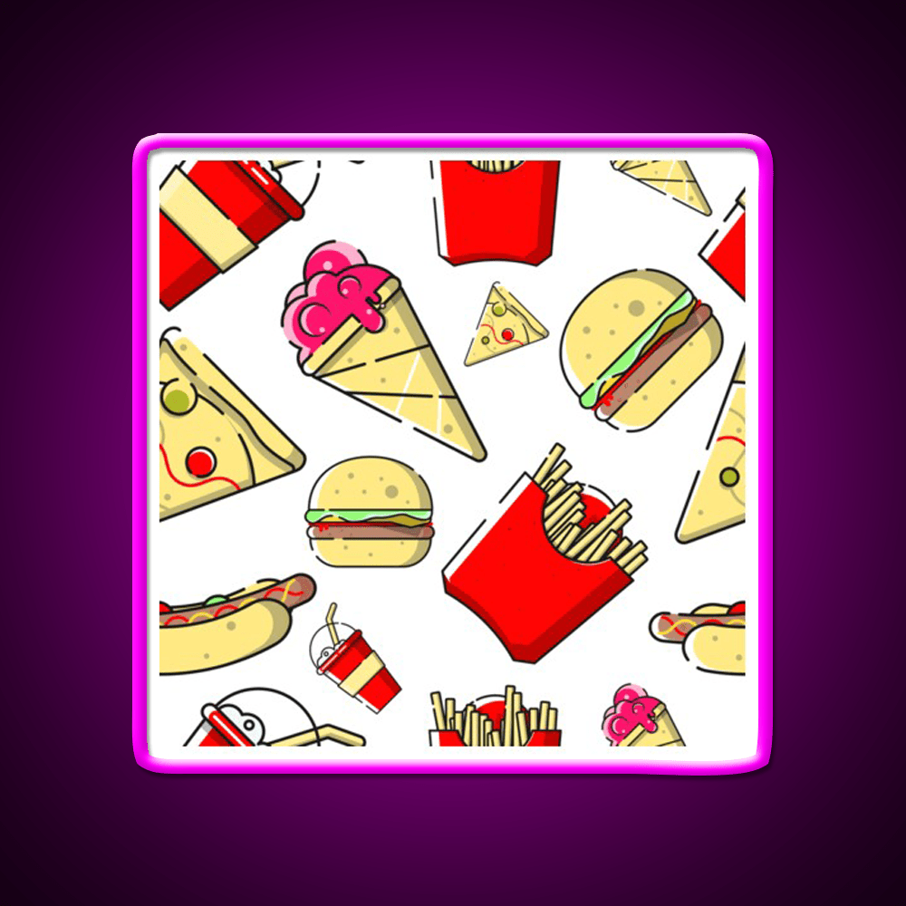 Burgers And Fries Fast Food Led Neon Sign For Burger Place Wall Art Rgb Color - Shineneon