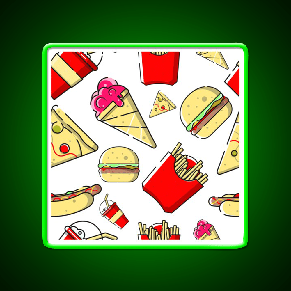 Burgers And Fries Fast Food Led Neon Sign For Burger Place Wall Art Rgb Color - Shineneon