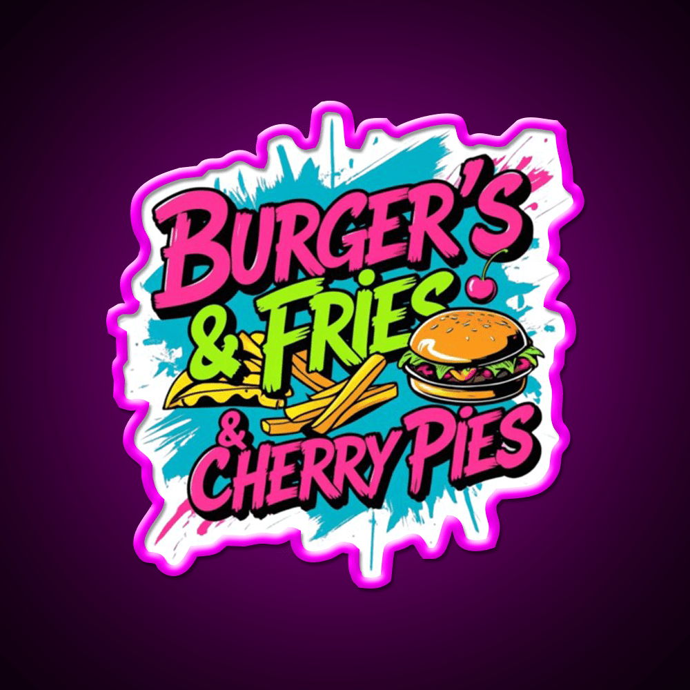 Burgers Fries Cherry Pies Fast Food Led Neon Sign For Burger Place 1 Rgb Color - Shineneon