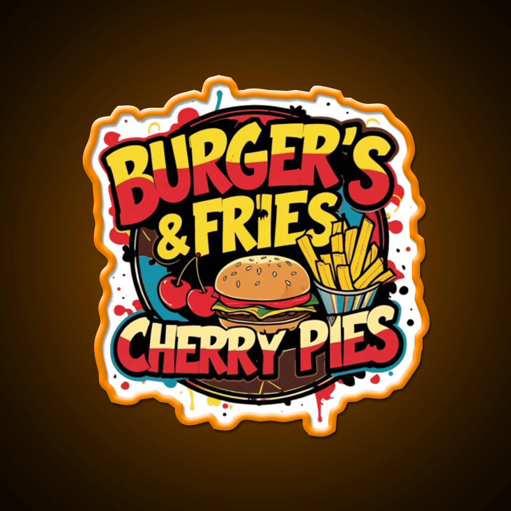 Burgers Fries Cherry Pies Fast Food Led Neon Sign For Burger Place Rgb Color - Shineneon