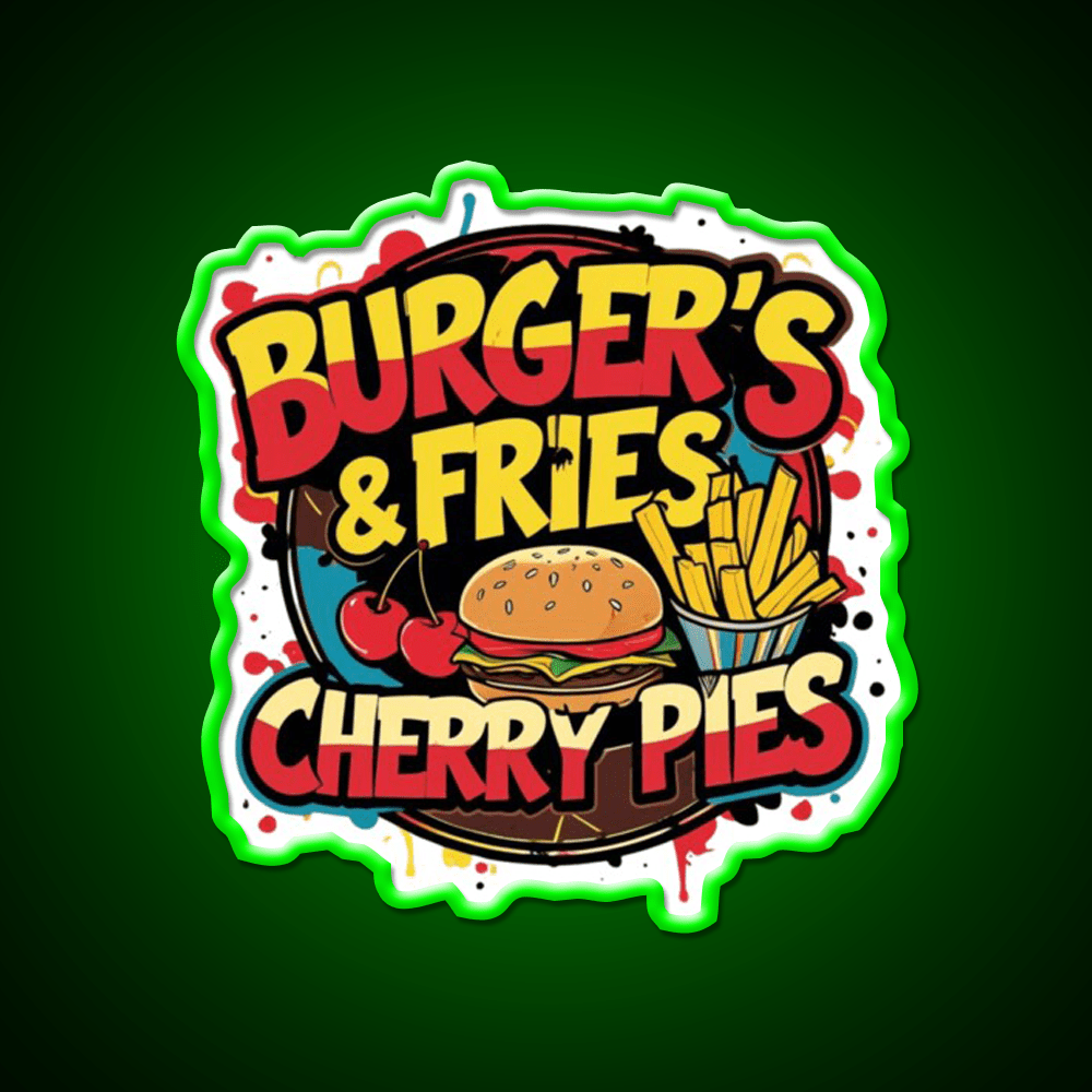 Burgers Fries Cherry Pies Fast Food Led Neon Sign For Burger Place Rgb Color - Shineneon