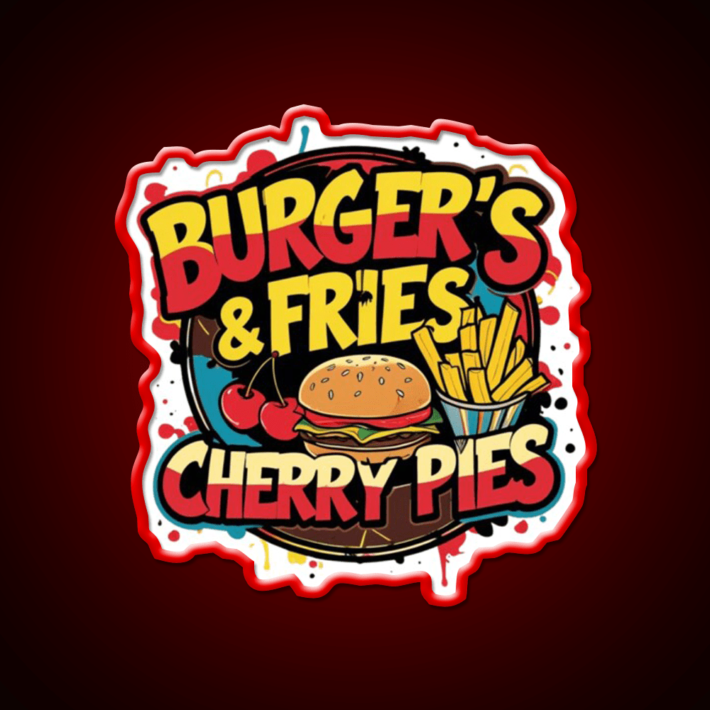 Burgers Fries Cherry Pies Fast Food Led Neon Sign For Burger Place Rgb Color - Shineneon