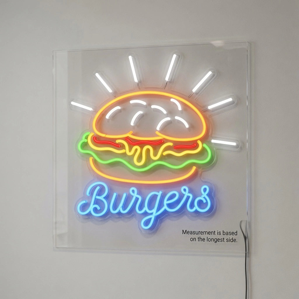 Burgers Room Decor LED Neon Sign - 04 Size Image