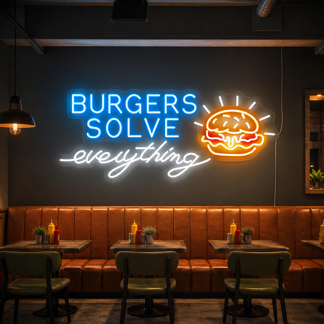 Burgers Solve Everything LED Neon Sign - 01 Original Product Image