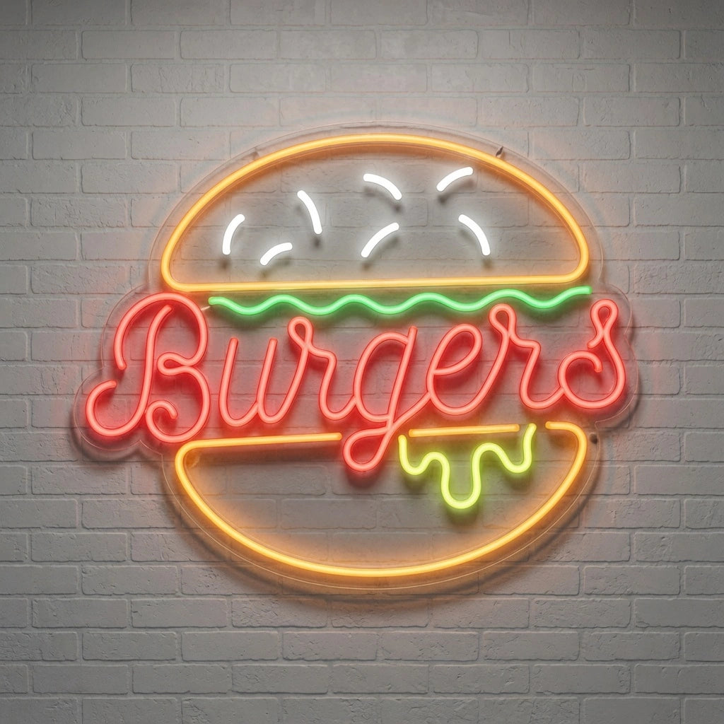 Burgers Wall Art LED Neon Sign - 01 Original Product Image