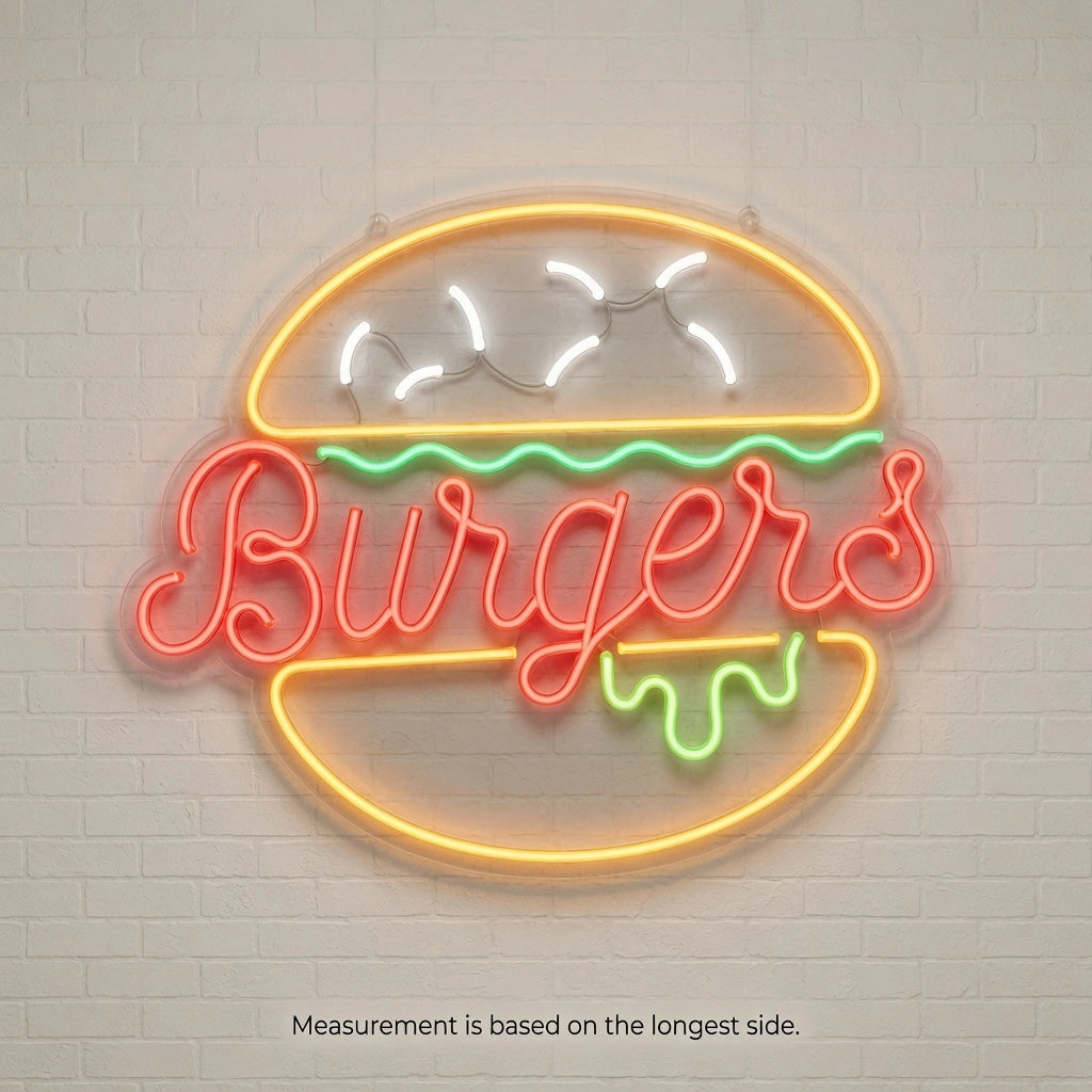 Burgers Wall Art LED Neon Sign - 04 Size Image