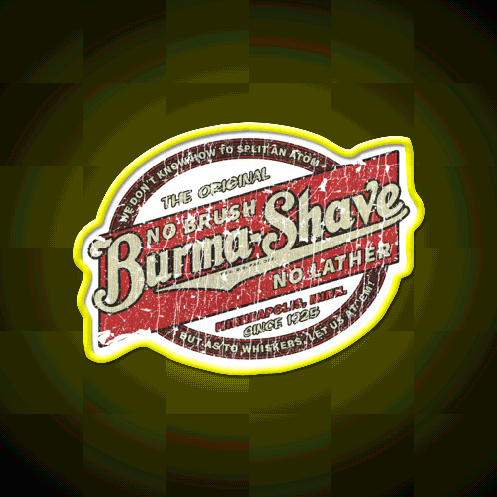 Burma Shave 1925 Barber Shop Haircut Led Neon Sign - Custom LED neon sign front view