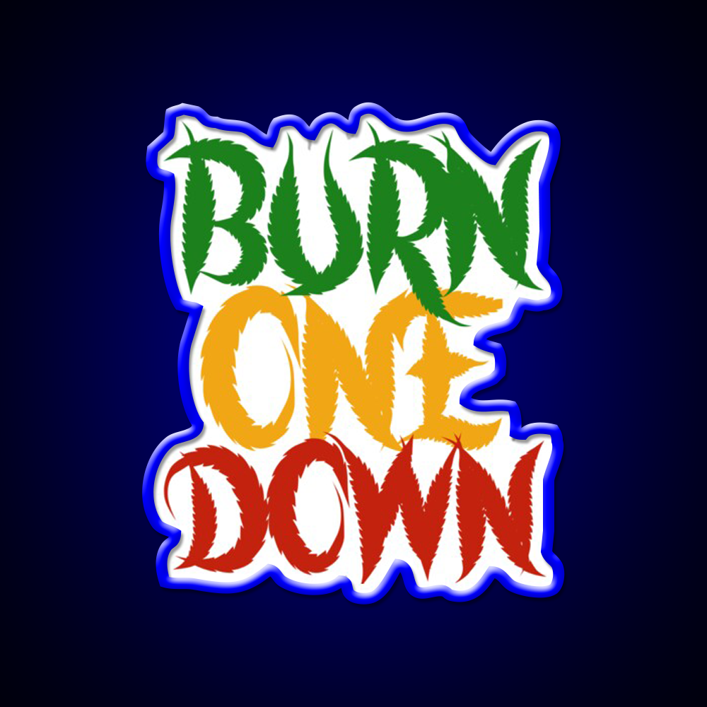 Burn One Down Hemp Inspired Green Leaf Led Neon Sign Rgb Color - LED neon sign view 5