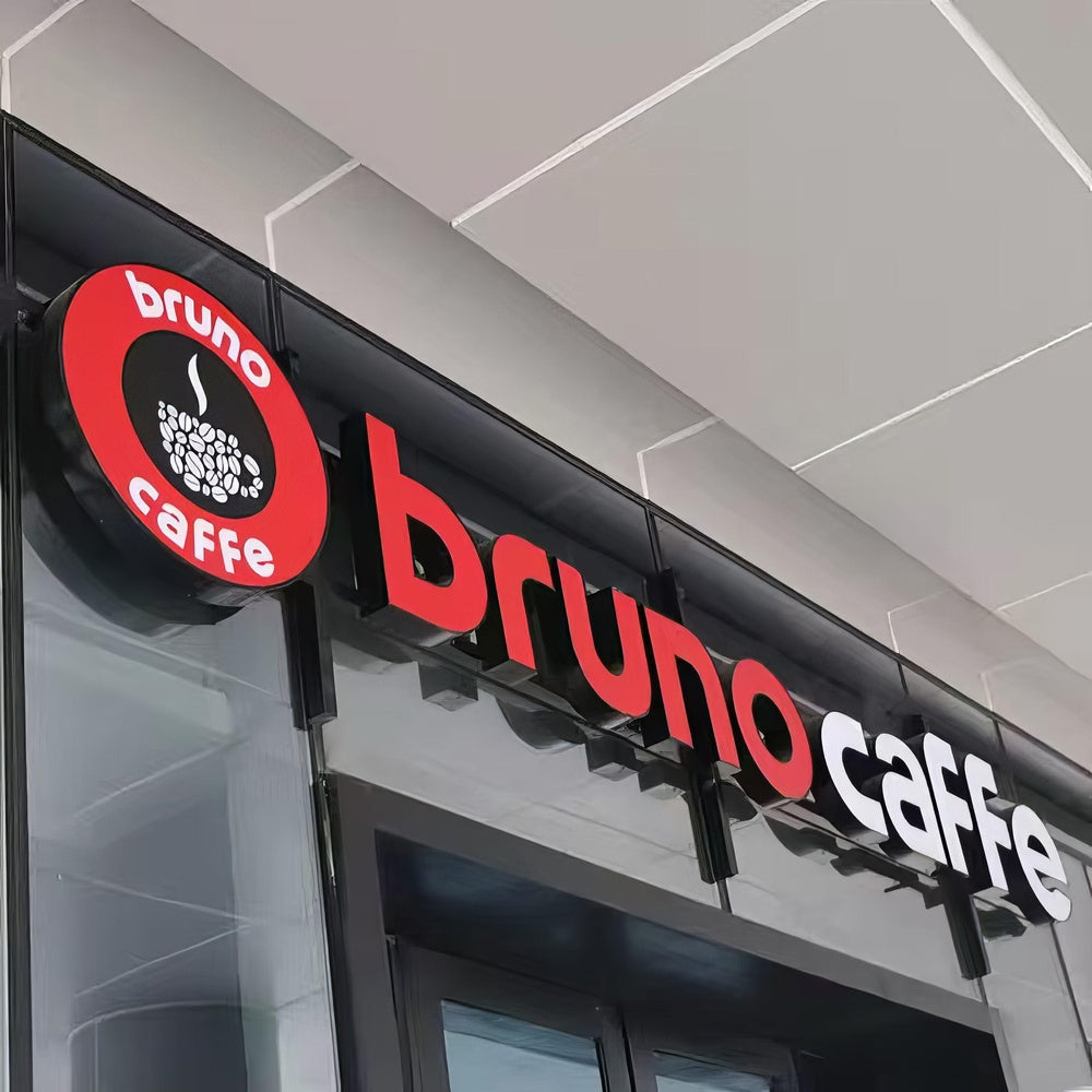 Burno Caffe With Logo 3D Frontlit Letters Metal Led Sign