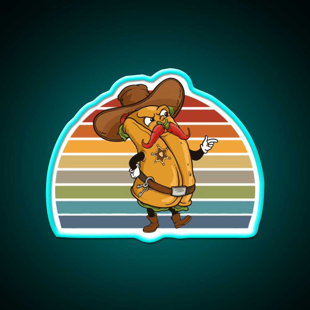 Burrito Cowboy Sheriff Taco Led Neon Sign Mexican Food Sign Rgb Color - Shineneon