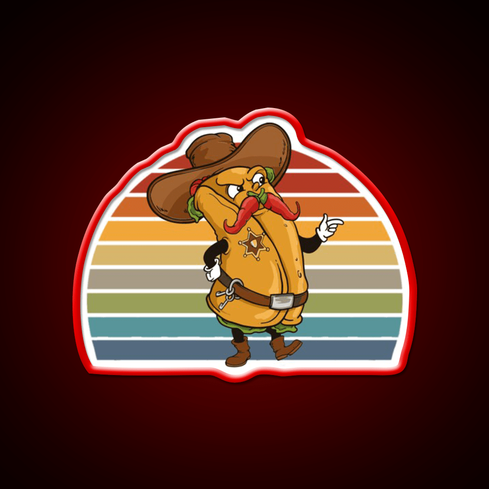 Burrito Cowboy Sheriff Taco Led Neon Sign Mexican Food Sign Rgb Color - Shineneon