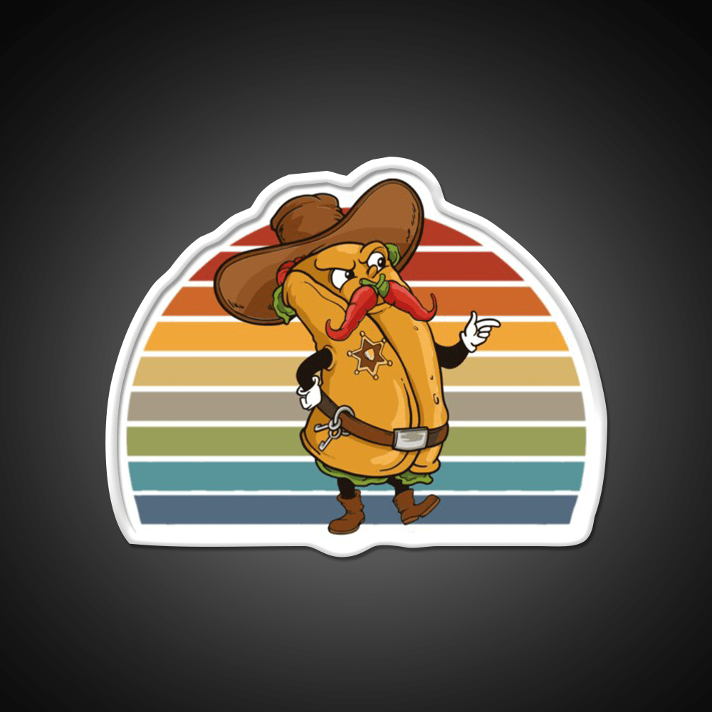 Burrito Cowboy Sheriff Taco Led Neon Sign Mexican Food Sign Rgb Color - Shineneon