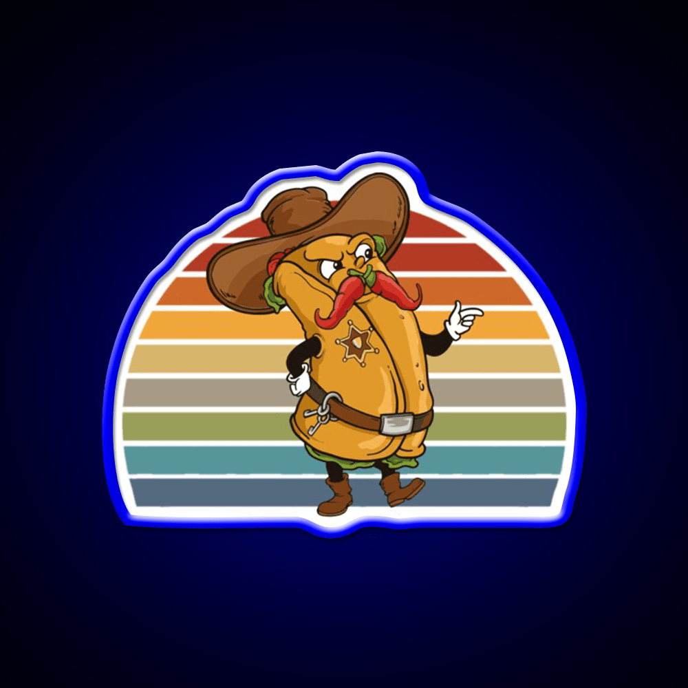 Burrito Cowboy Sheriff Taco Led Neon Sign Mexican Food Sign Rgb Color - Shineneon