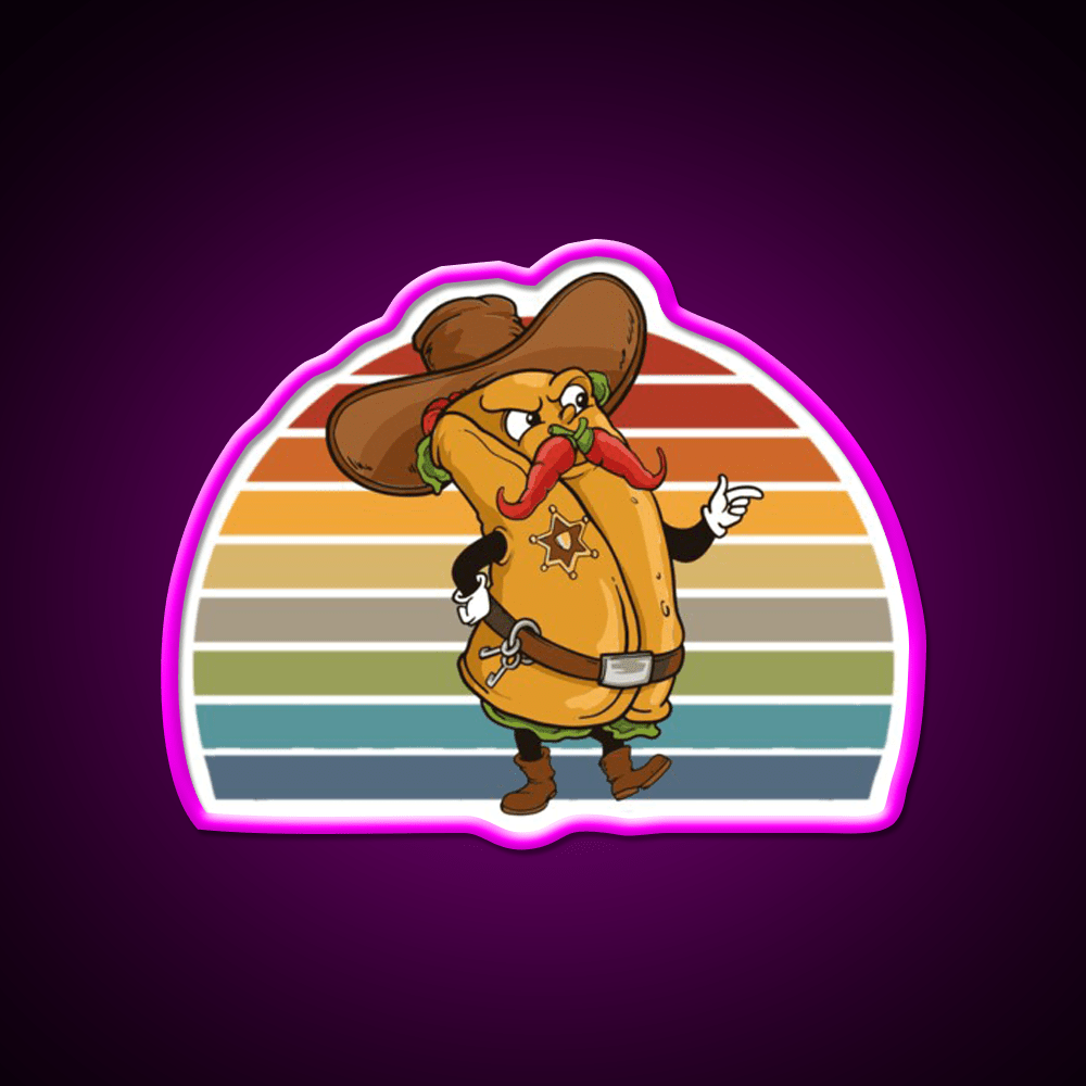 Burrito Cowboy Sheriff Taco Led Neon Sign Mexican Food Sign Rgb Color - Shineneon