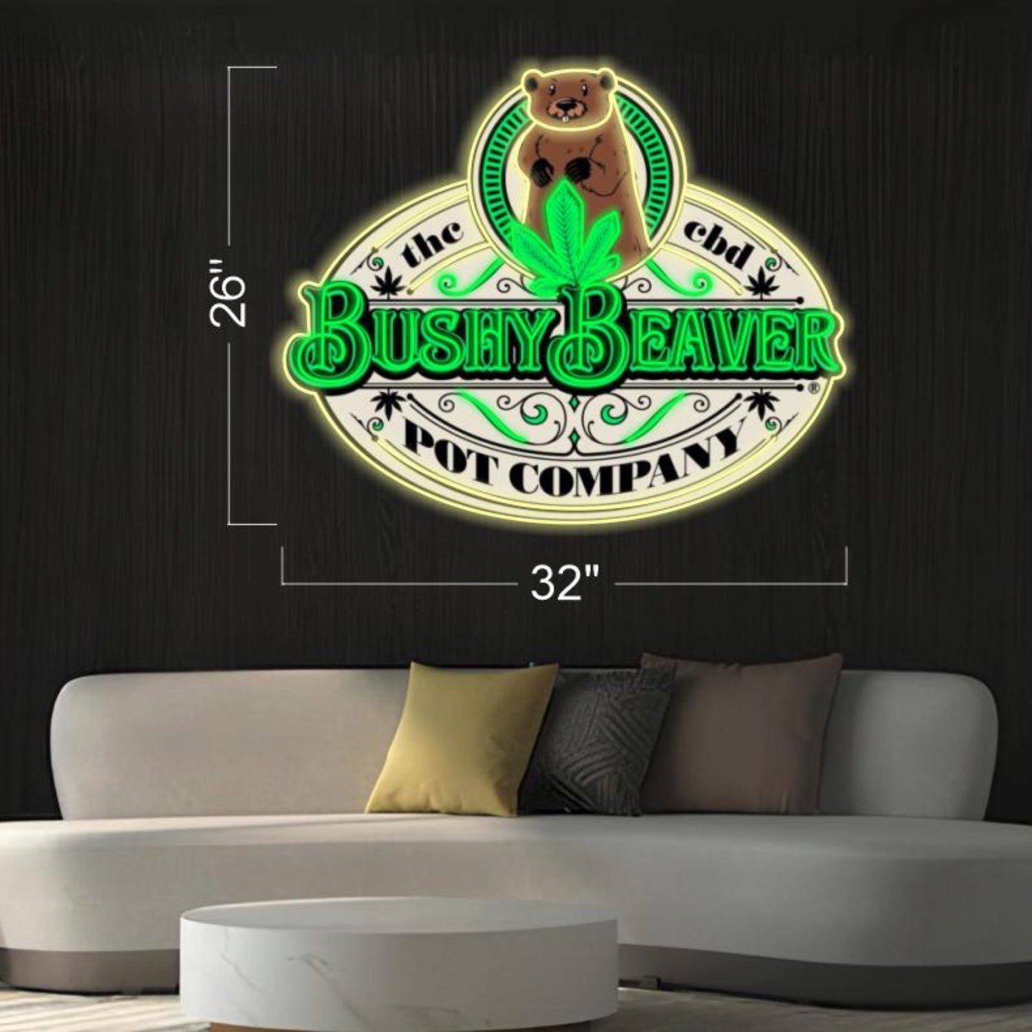Bushy Beaver Green-Yellow Nature Led Neon Sign For Cbd Shop Home Decor | Shineneon