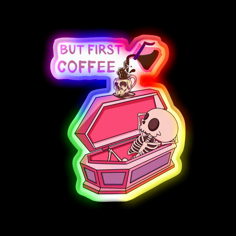 But First Coffee Cafe Led Neon Sign Espresso Bar Art Rgb Color