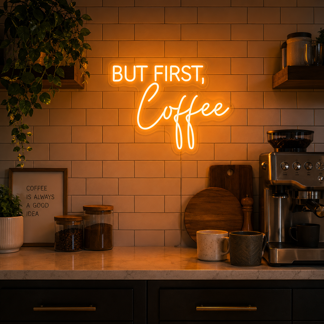 But First Coffee LED Neon Sign Wall Decor - 03 Real Lifestyle Scene