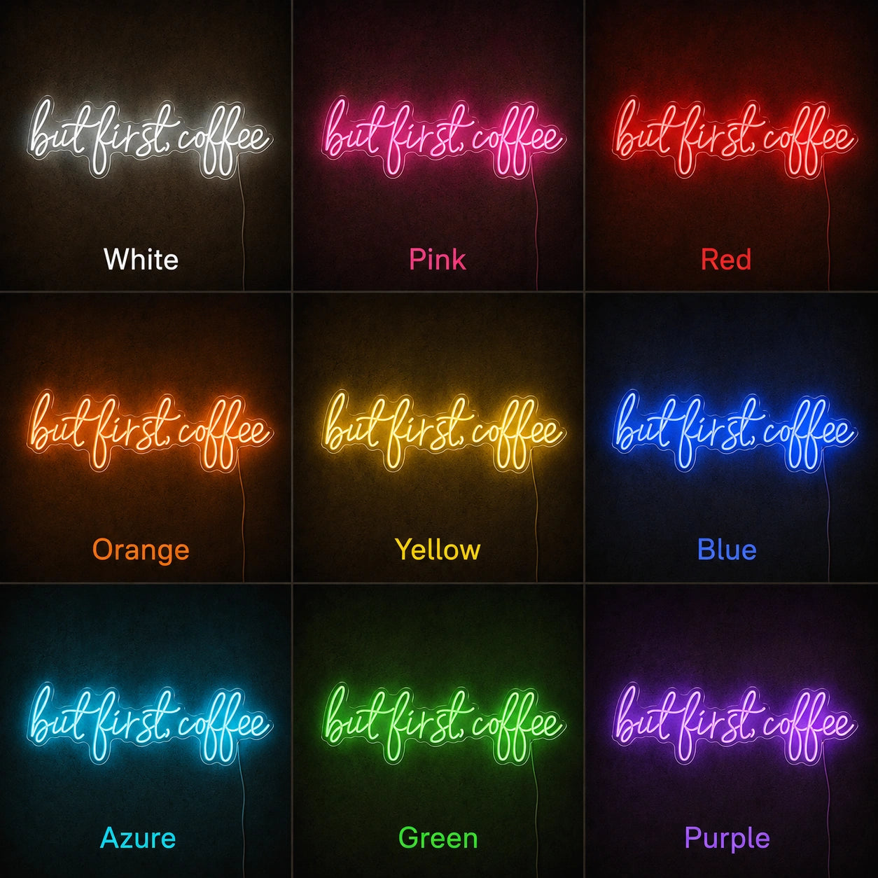 But First Coffee LED Neon Sign Wall Neon Sign - 05 Color Grid