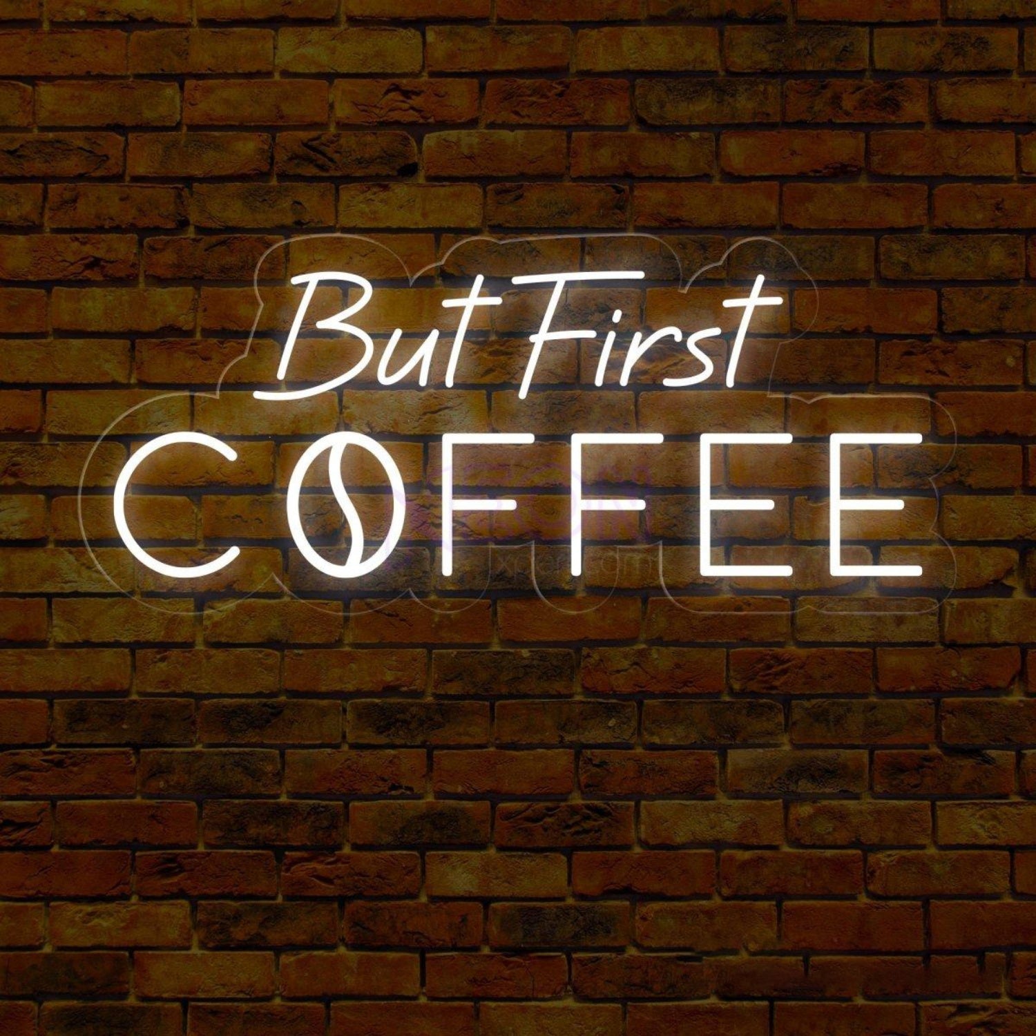 But First Coffee White Led Neon Sign With Script Bold Design For Cafe Home Decor | Shineneon