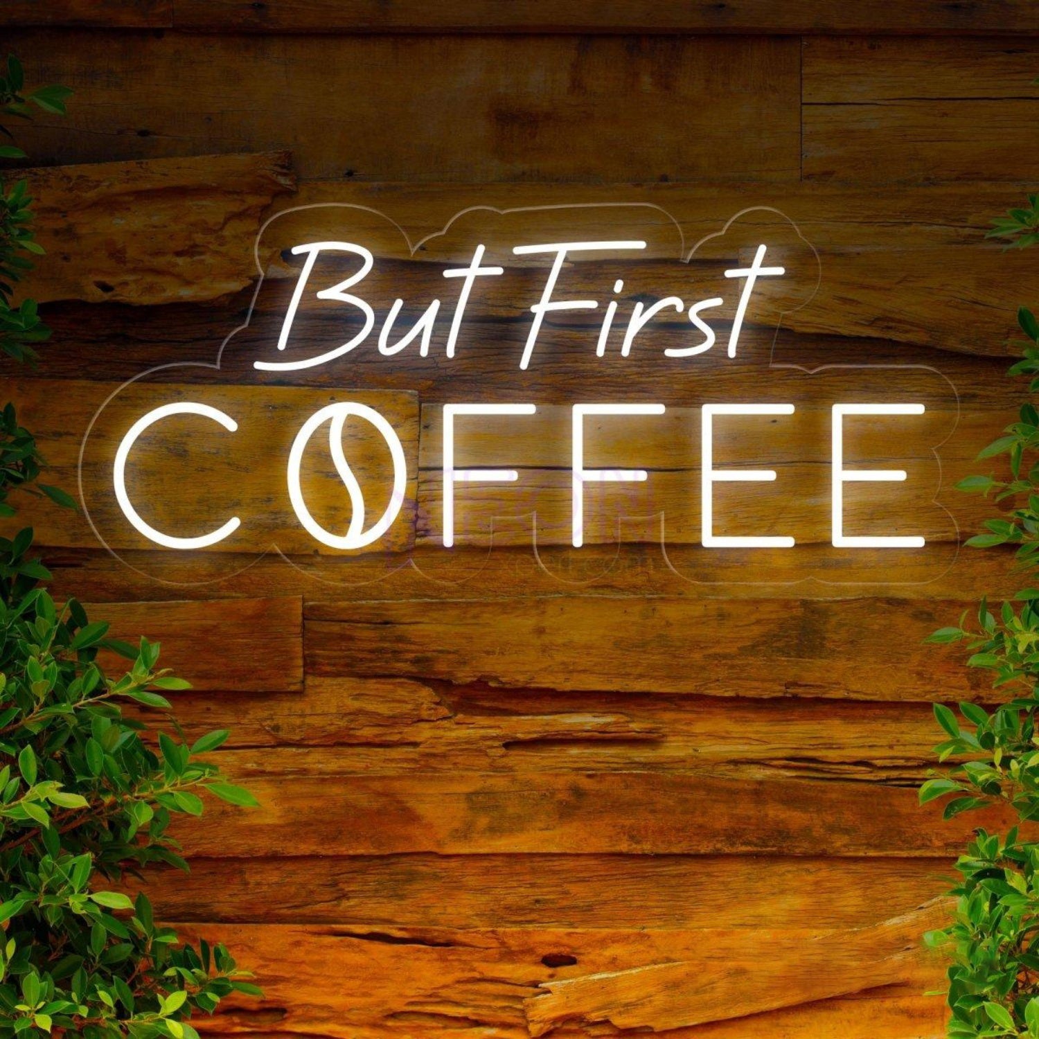 But First Coffee White Led Neon Sign With Script Bold Design For Cafe Home Decor | Shineneon