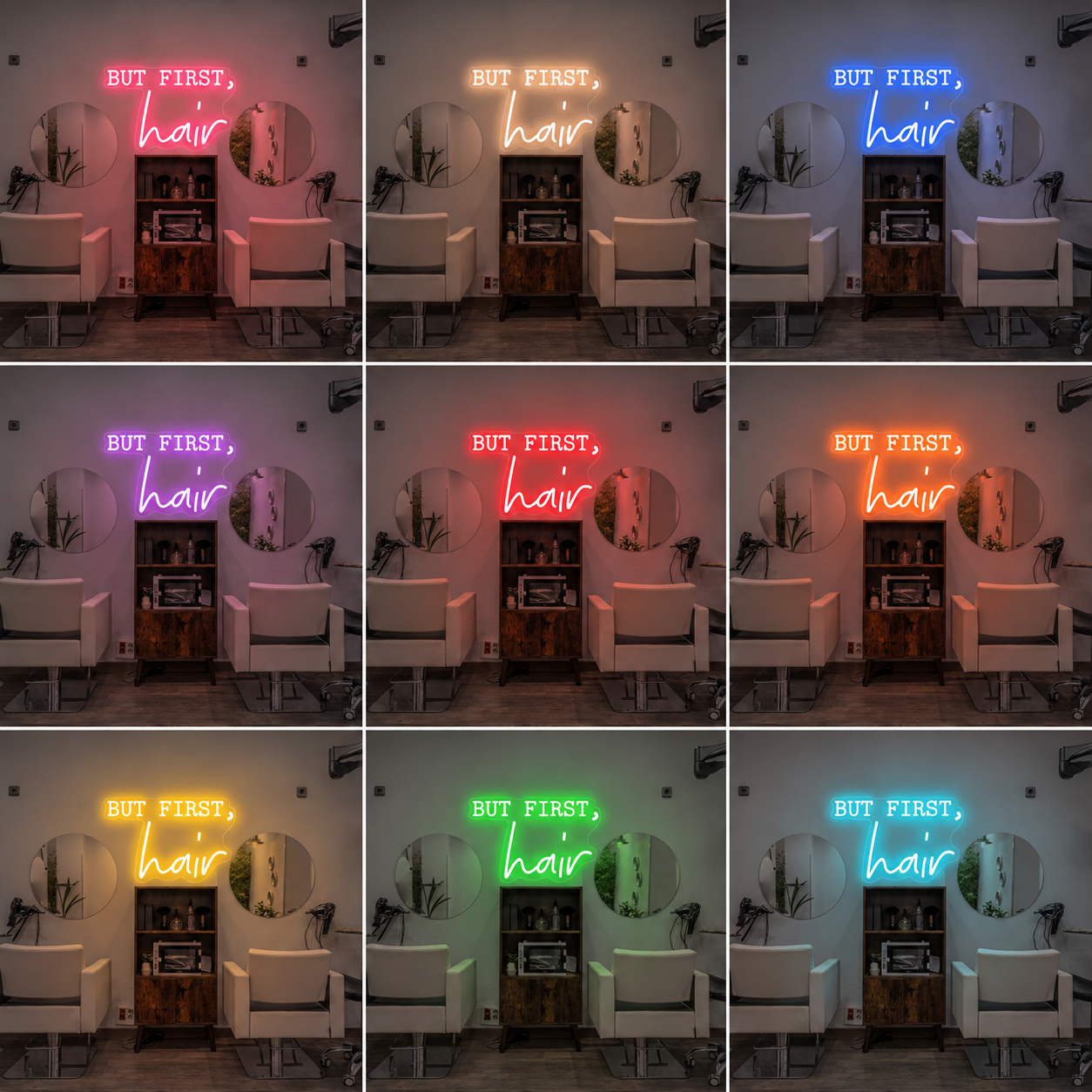 But First Hair LED Neon Sign - 05 Color Grid