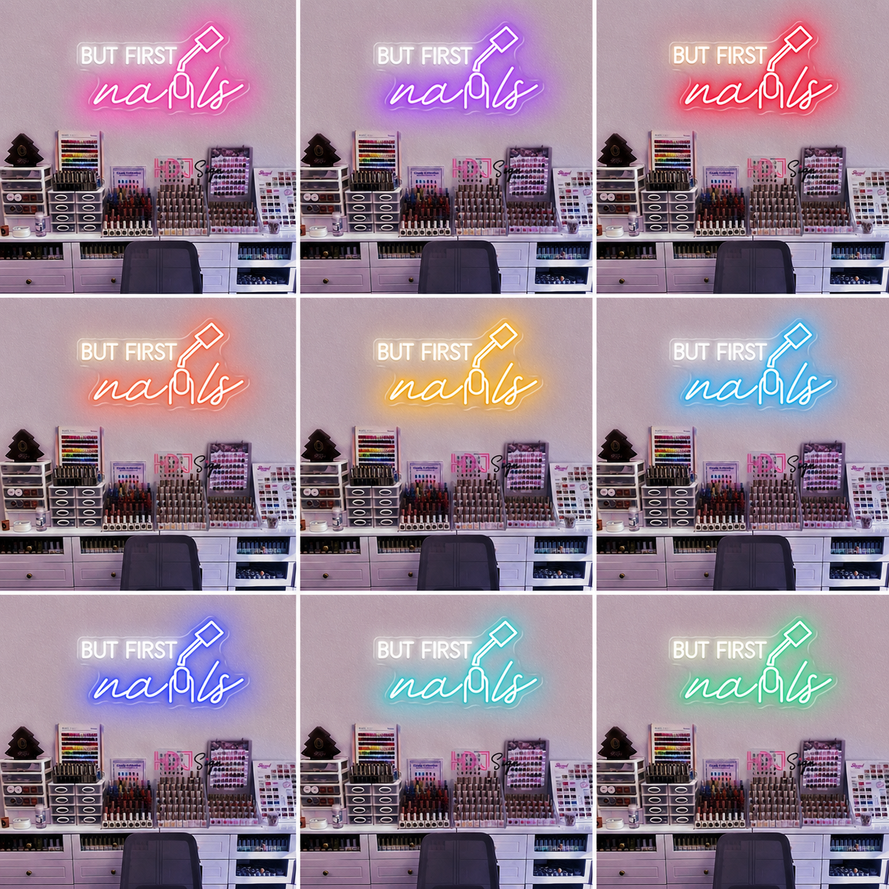 But First Nails LED Neon Sign - 05 Color Grid