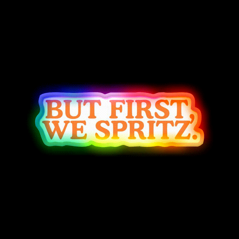 But First We Spritz Cocktail Bar Decor Led Neon Sign Rgb Color - LED neon sign close-up detail