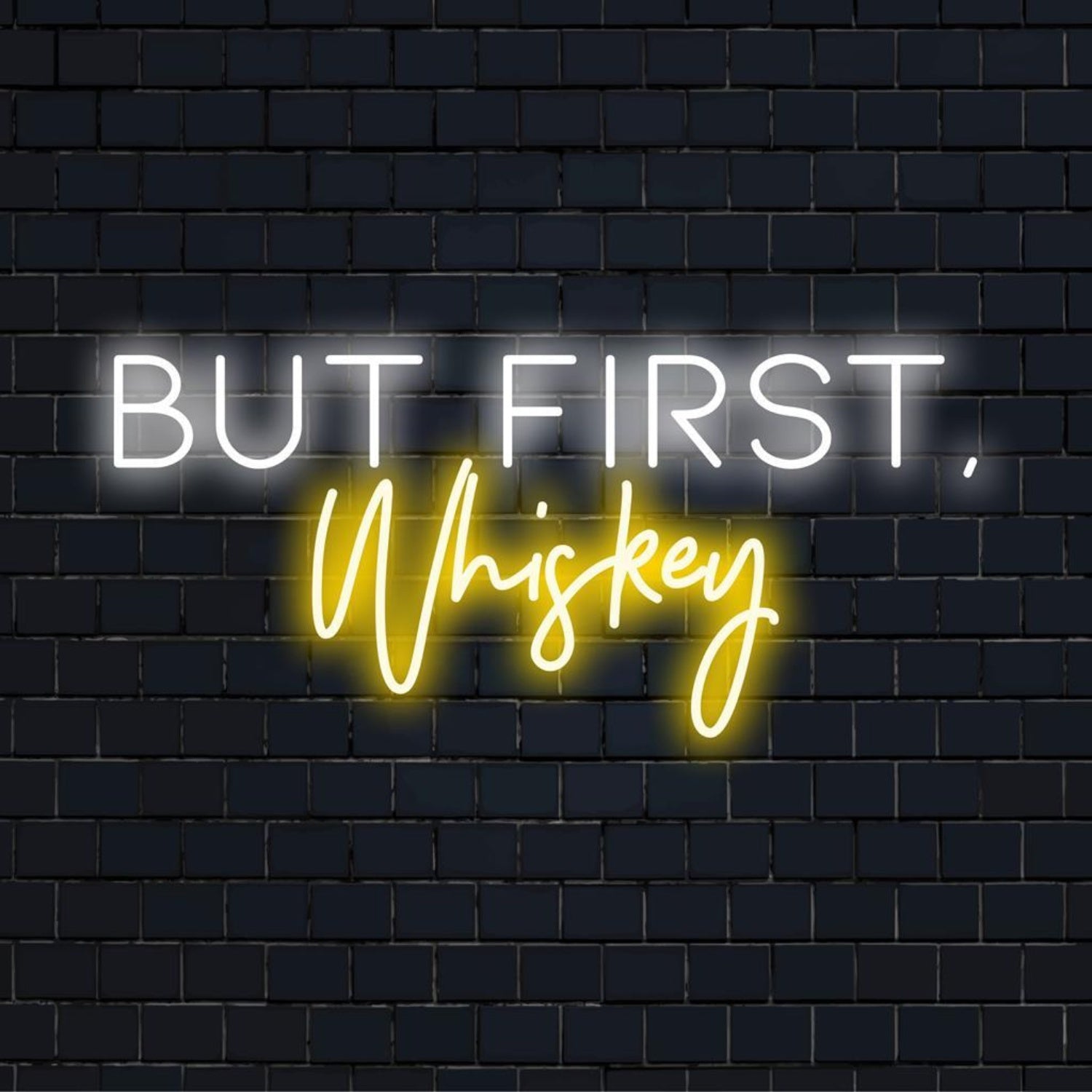 But First Whiskey White-Yellow Led Neon Sign For Bar Decor | Shineneon