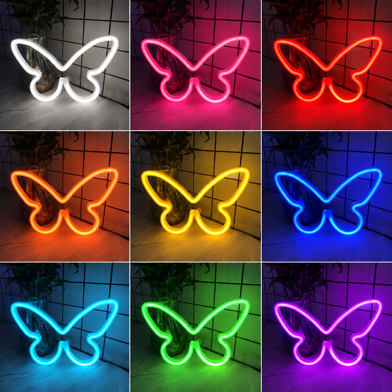 Butterfly Apartment LED Neon Sign color grid