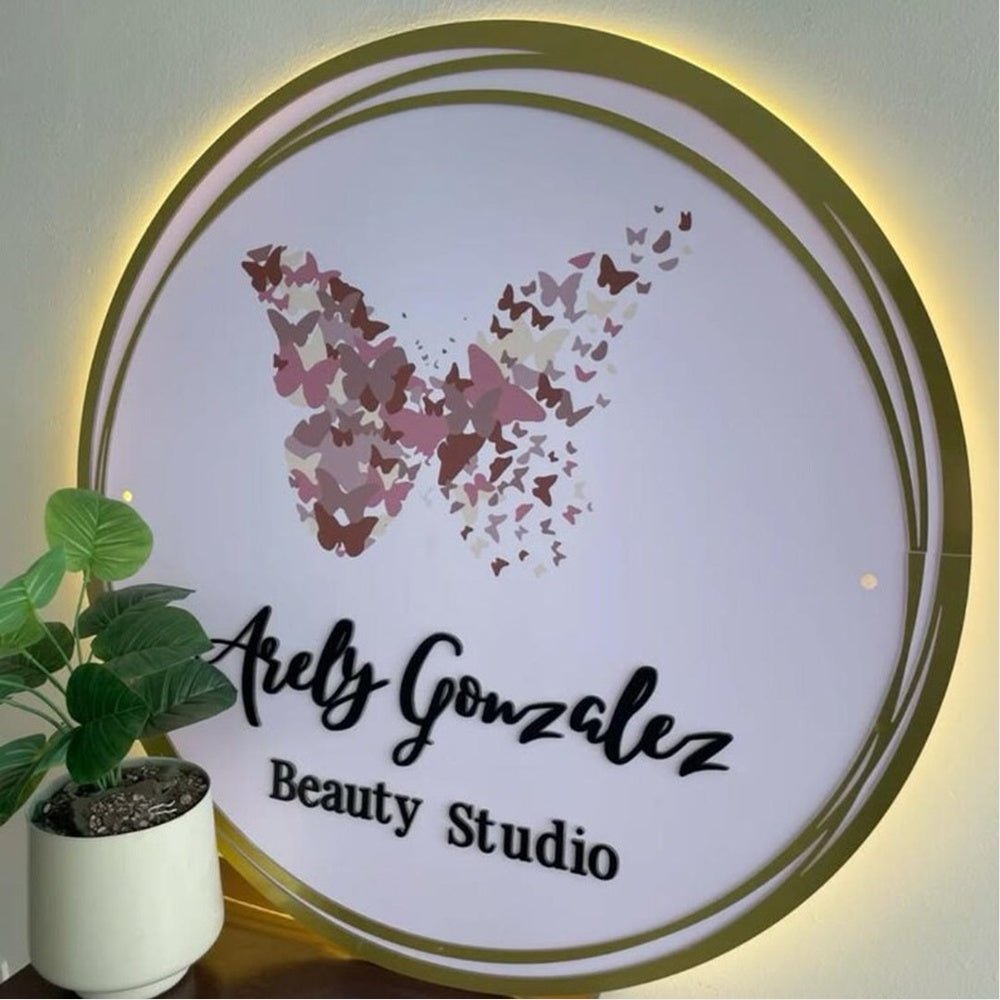 Buttfly Beauty Studio Acrylic Business Logo Sign - Shineneon