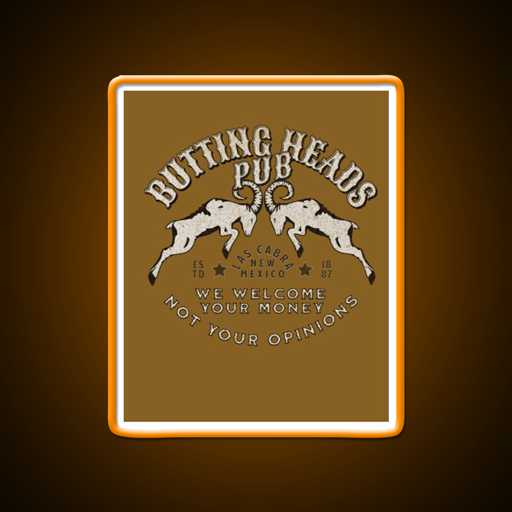 Butting Heads Pub Man Cave Bar Led Neon Sign Bar Decor Rgb Color