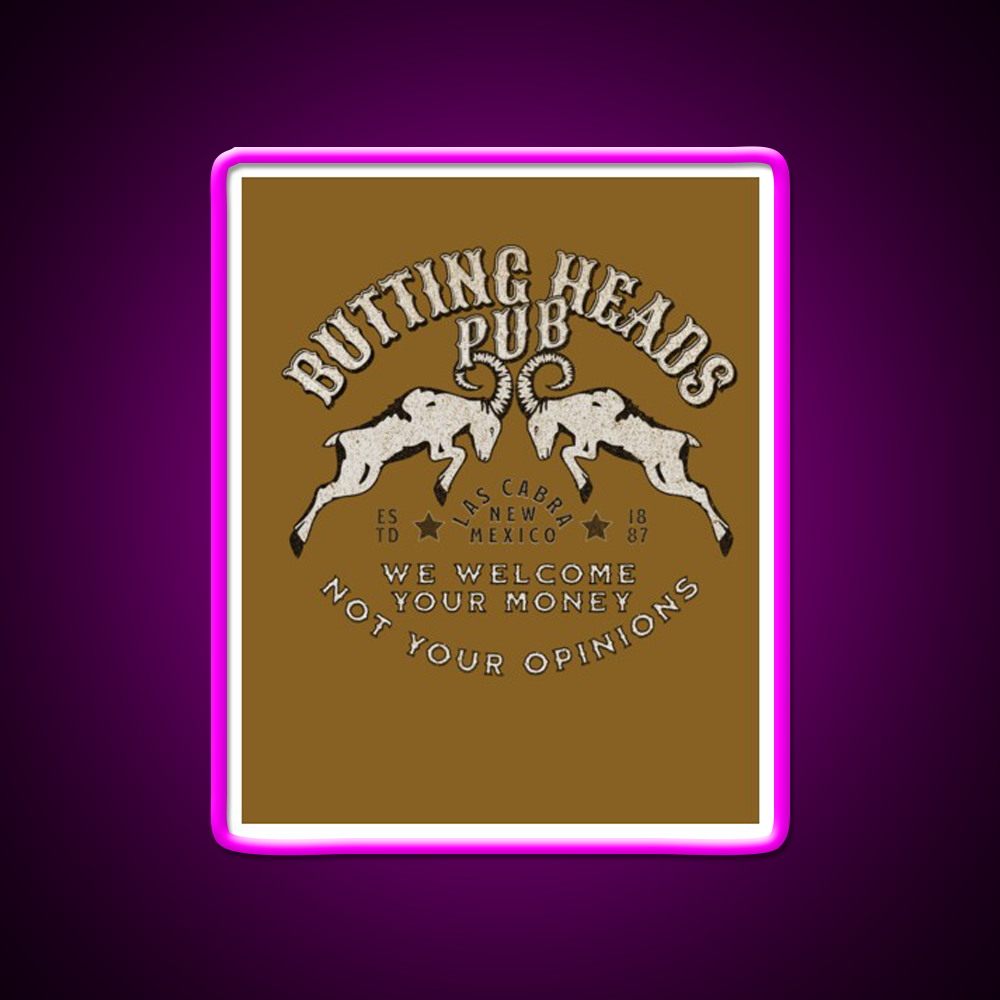 Butting Heads Pub Man Cave Bar Led Neon Sign Bar Decor Rgb Color