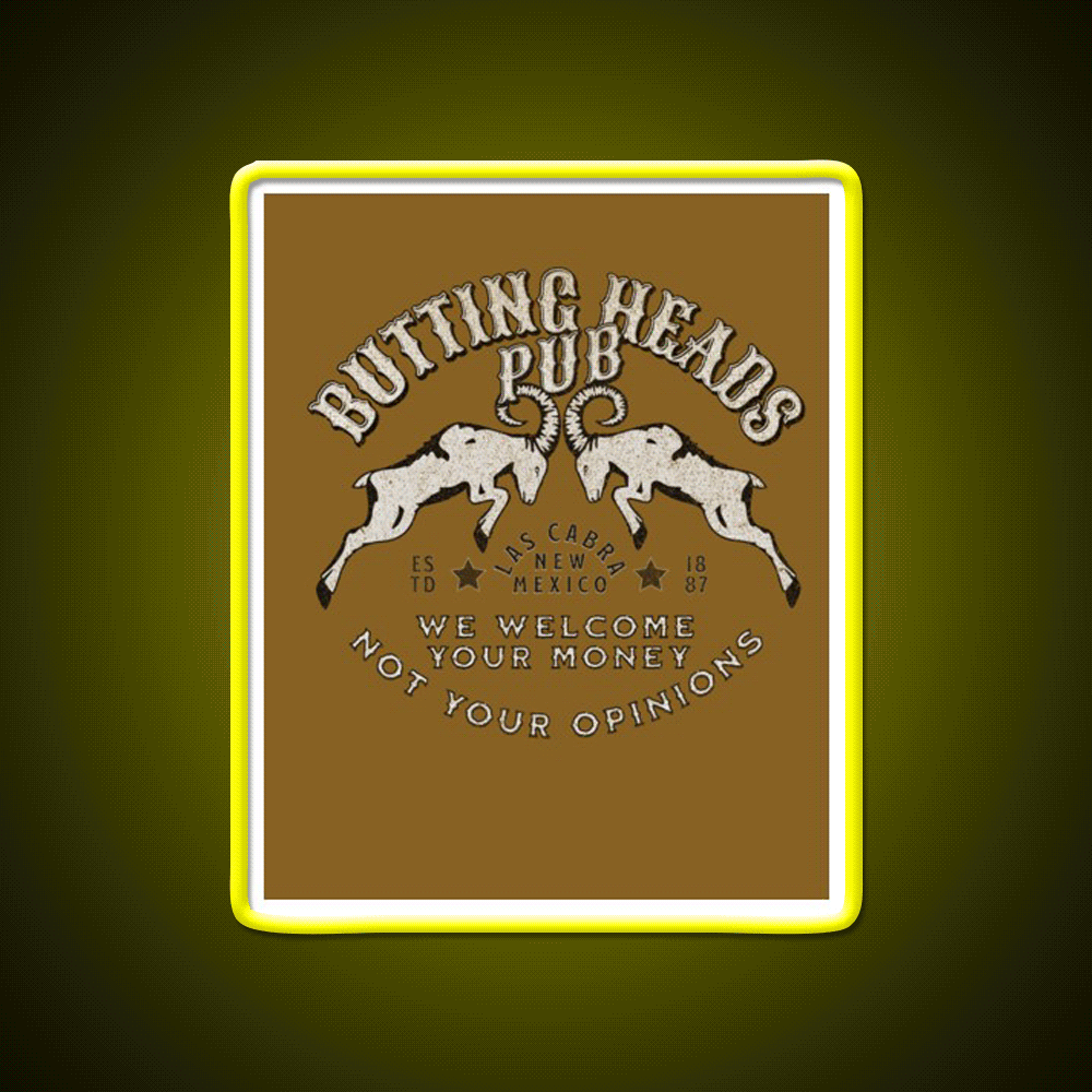 Butting Heads Pub Man Cave Bar Led Neon Sign Bar Decor Rgb Color