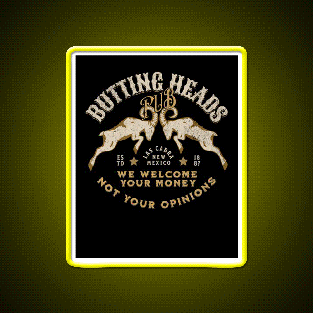 Butting Heads Pub Man Cave Bar Led Neon Sign Rgb Color