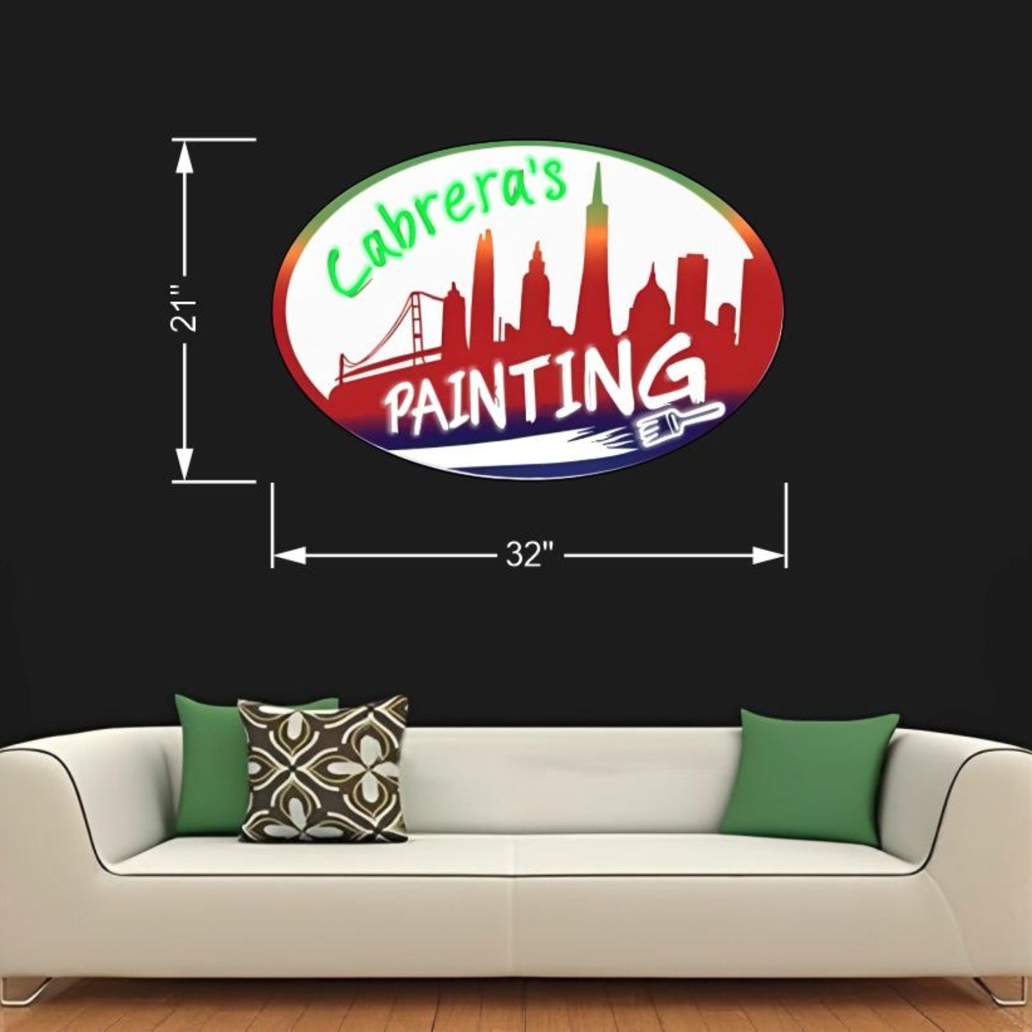 Cabreras Painting Led Neon Sign With Rainbow Gradient City Skyline For Studio Decor | Shineneon