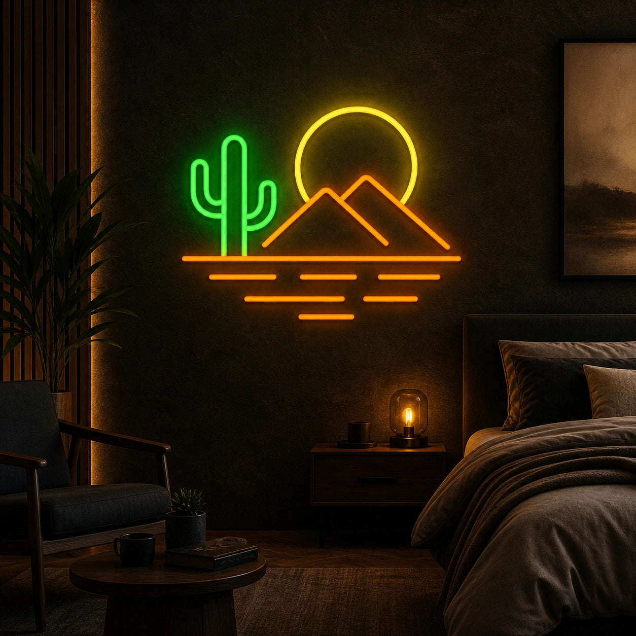 Cactus Mountain Bedroom Vintage LED Neon Sign high-converting product image