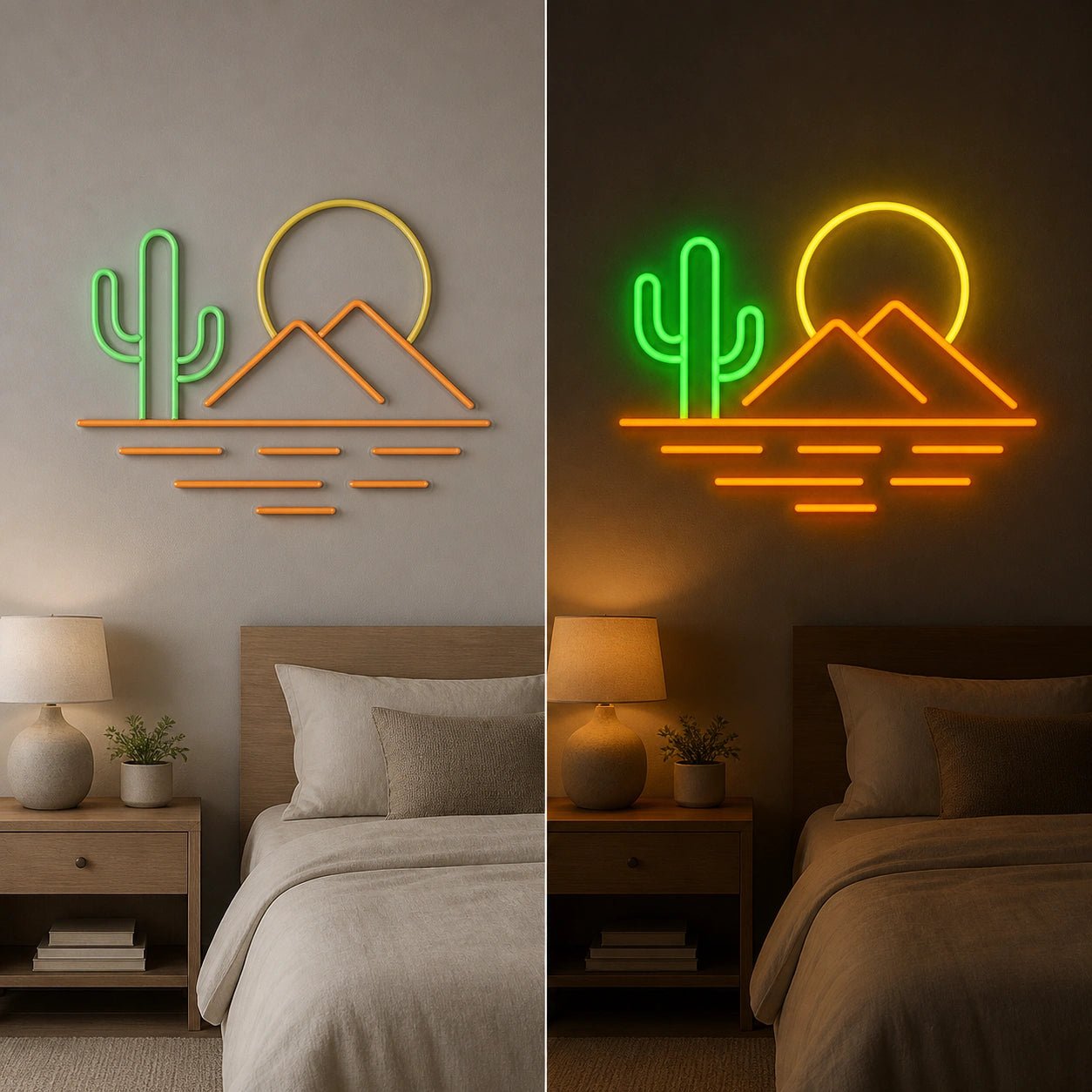 Cactus Mountain Bedroom Vintage LED Neon Sign - Shineneon