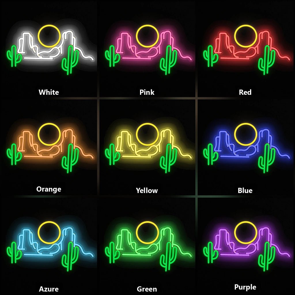 Cactus Mountain Sunrise Tiled Wall Vintage LED Neon Sign - Shineneon
