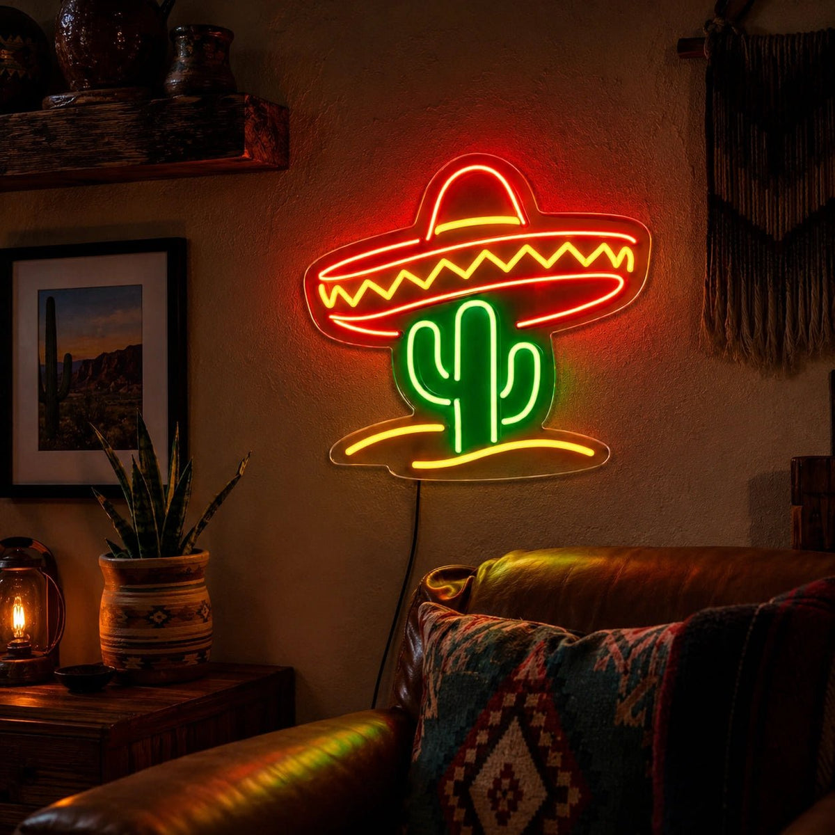 Cactus Sombrero LED Neon Sign - Shineneon