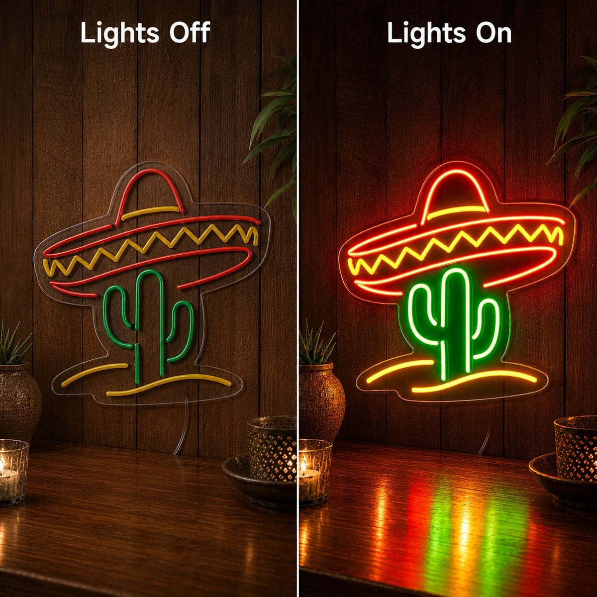 Cactus Sombrero LED Neon Sign - Shineneon