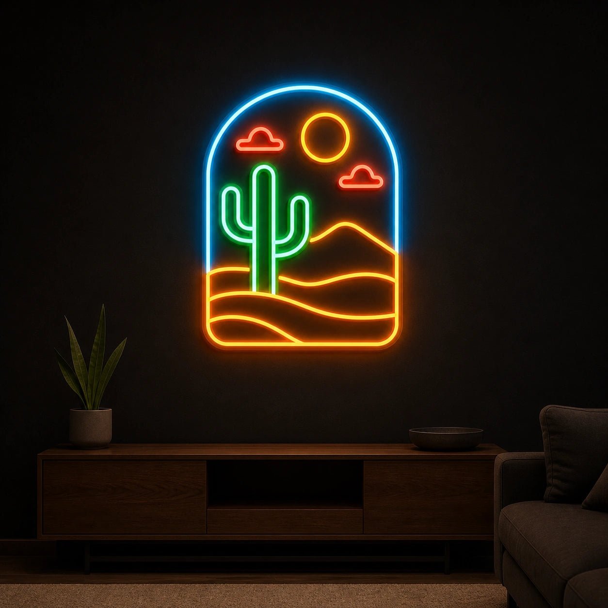 Cactus Sun Saloon Vintage LED Neon Sign - Shineneon