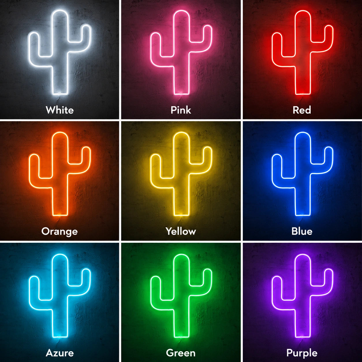 Cactus Wall Neon Sign LED Neon Sign color grid